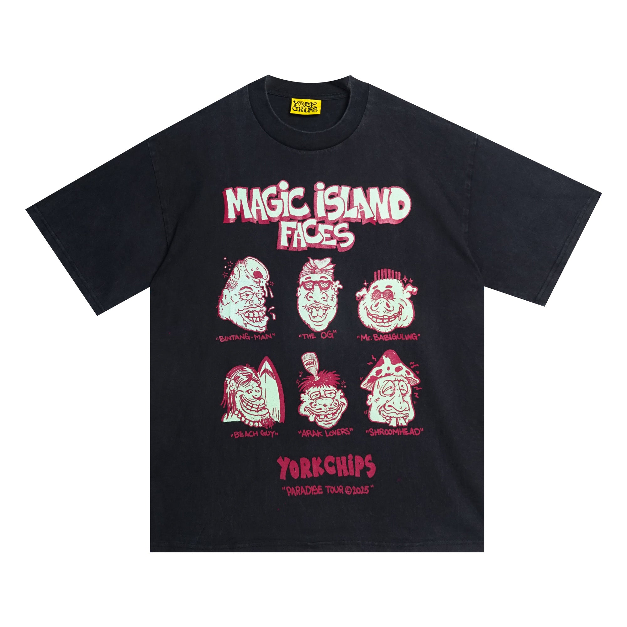 ISLAND FACES Black Wash T-Shirt