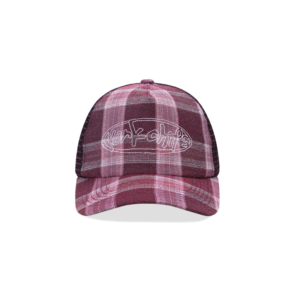 OVLOV Red Plaid Trucker Cap