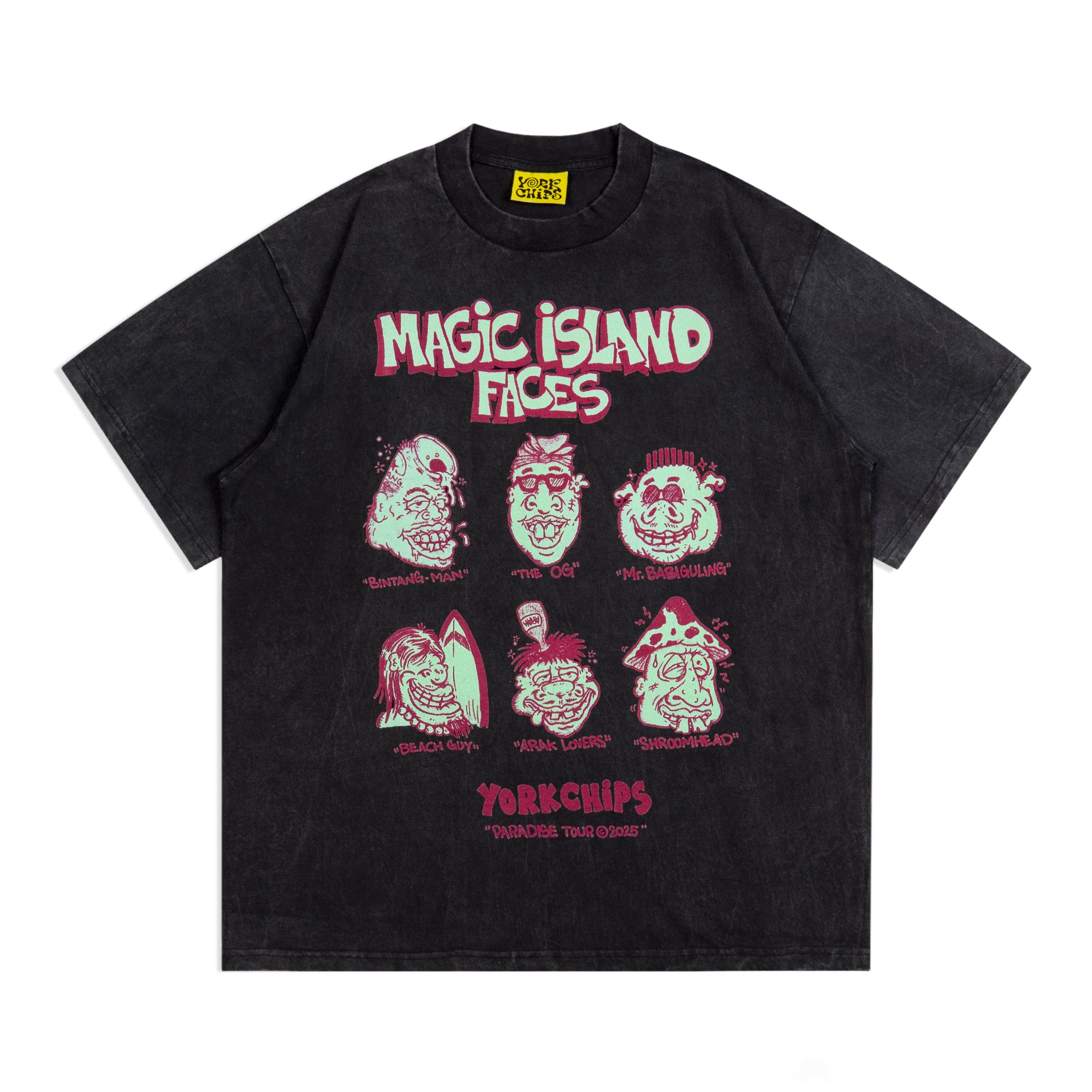 ISLAND FACES Black Wash T-Shirt