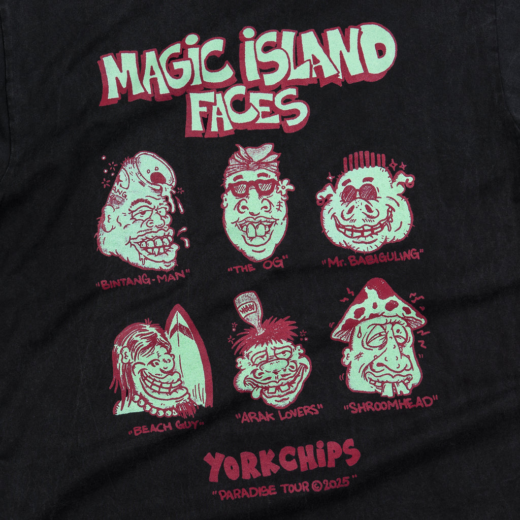 ISLAND FACES Black Wash T-Shirt