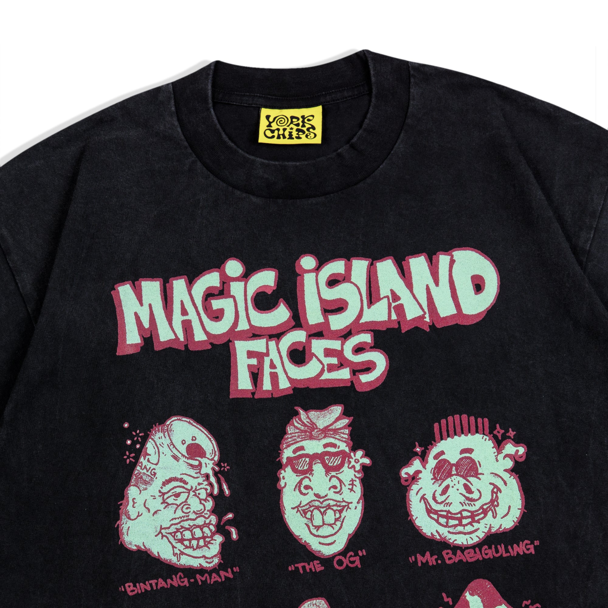 ISLAND FACES Black Wash T-Shirt
