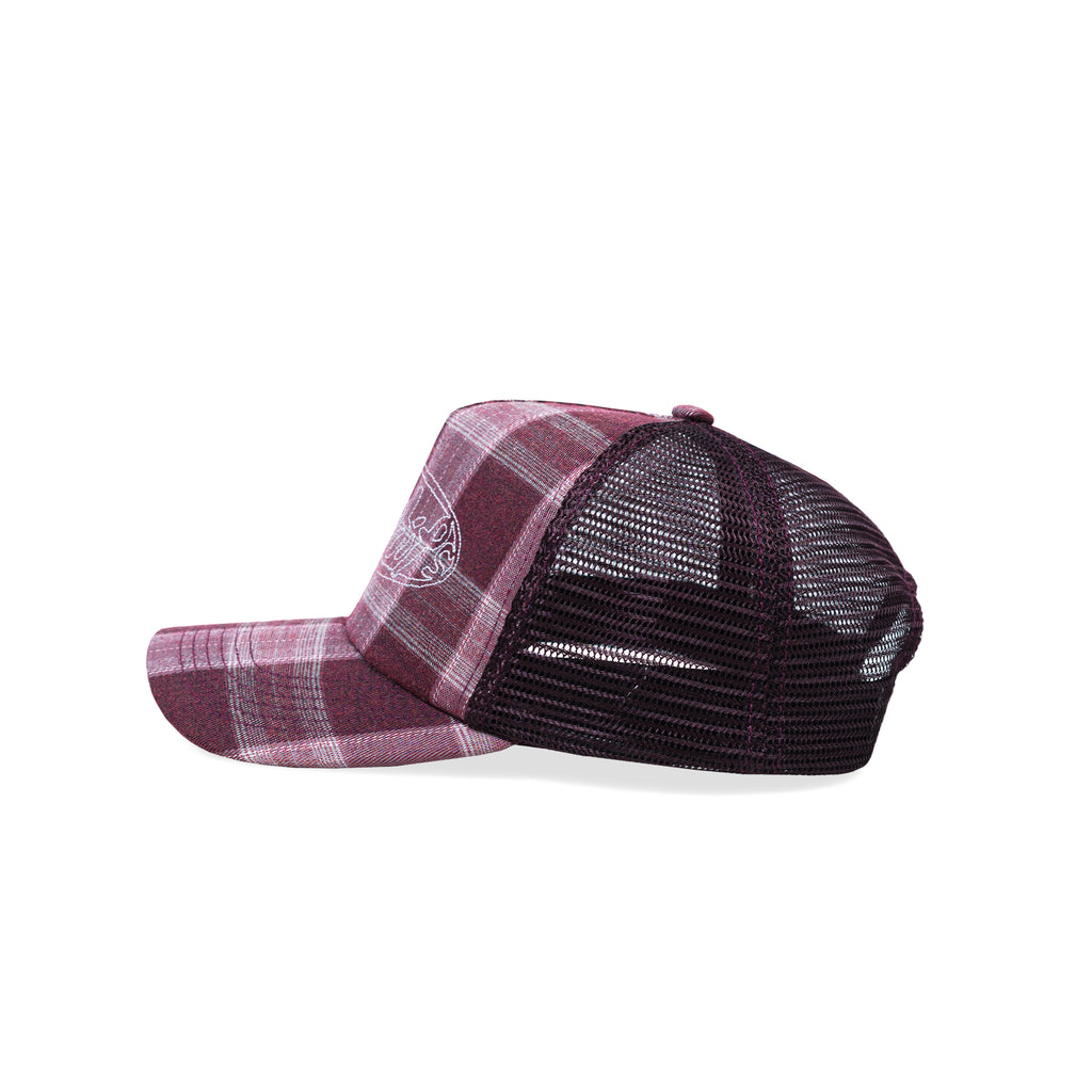 OVLOV Red Plaid Trucker Cap