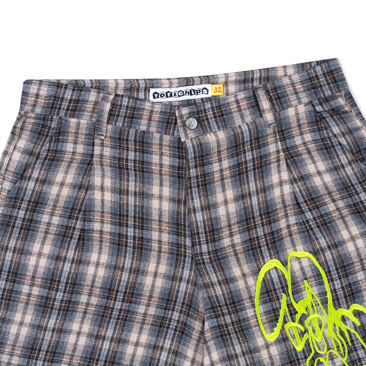 STEWART AMSTRONG Black Plaid Jorts